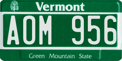 VT license plate AOM956