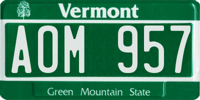 VT license plate AOM957