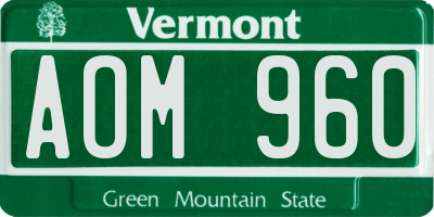 VT license plate AOM960