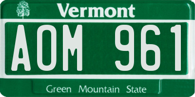 VT license plate AOM961