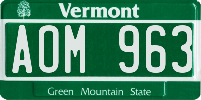 VT license plate AOM963