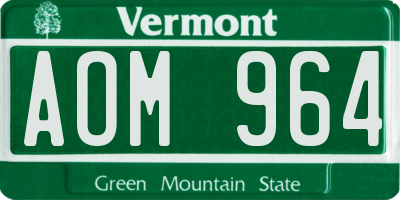 VT license plate AOM964