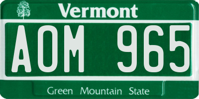 VT license plate AOM965