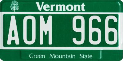 VT license plate AOM966