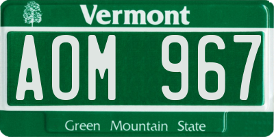 VT license plate AOM967
