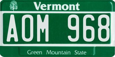 VT license plate AOM968