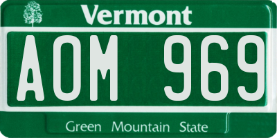 VT license plate AOM969