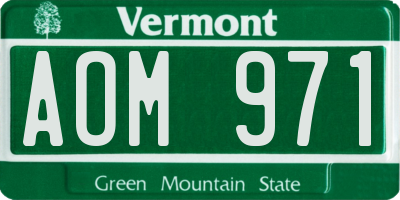 VT license plate AOM971