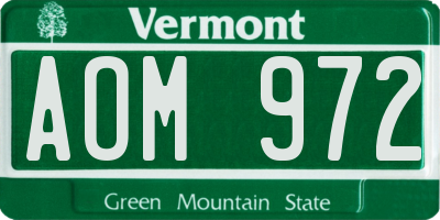 VT license plate AOM972