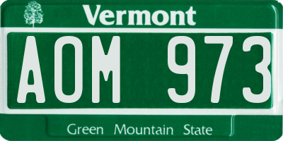 VT license plate AOM973