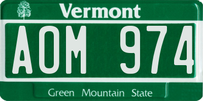 VT license plate AOM974