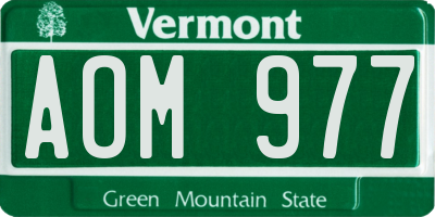 VT license plate AOM977