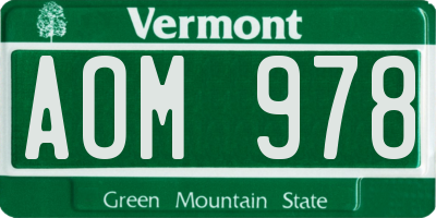VT license plate AOM978