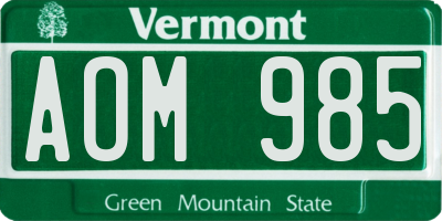 VT license plate AOM985