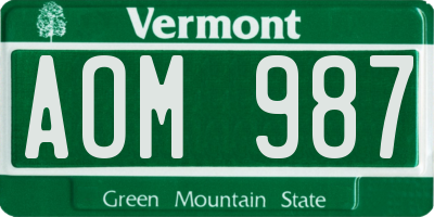 VT license plate AOM987