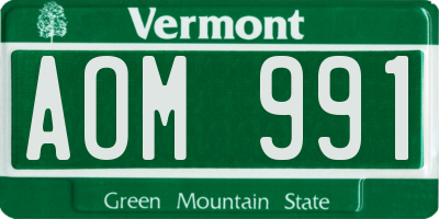 VT license plate AOM991
