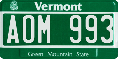 VT license plate AOM993
