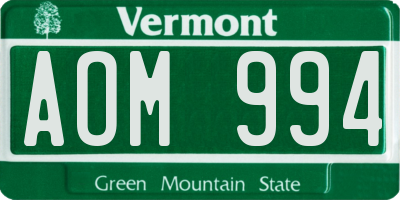 VT license plate AOM994