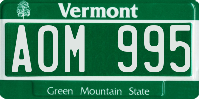 VT license plate AOM995