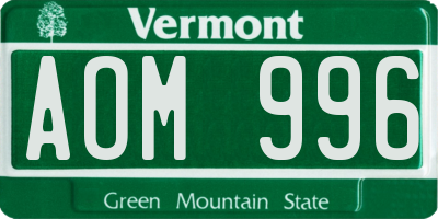 VT license plate AOM996