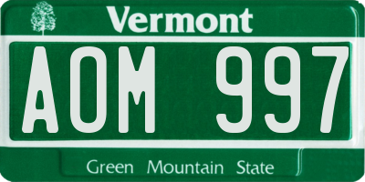 VT license plate AOM997