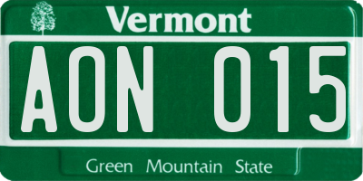 VT license plate AON015