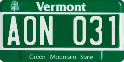 VT license plate AON031