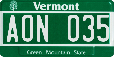 VT license plate AON035