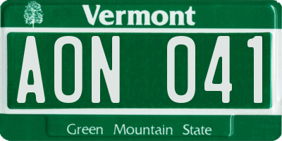VT license plate AON041