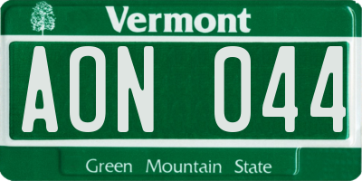 VT license plate AON044