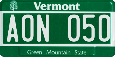 VT license plate AON050