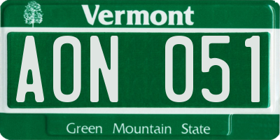 VT license plate AON051