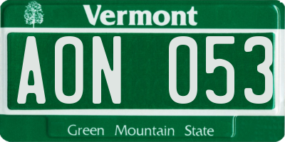 VT license plate AON053