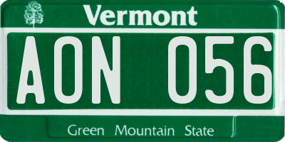 VT license plate AON056