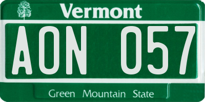 VT license plate AON057