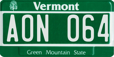 VT license plate AON064