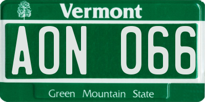 VT license plate AON066