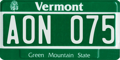 VT license plate AON075