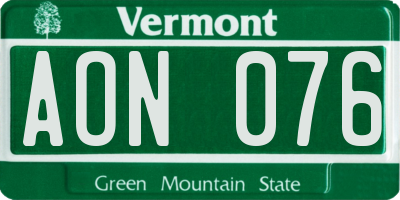 VT license plate AON076