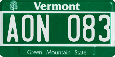 VT license plate AON083