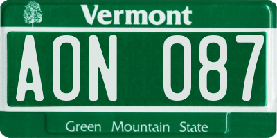 VT license plate AON087