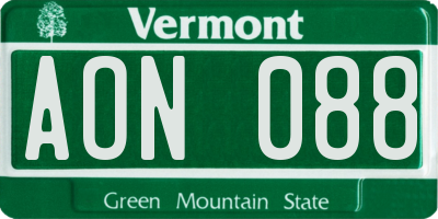 VT license plate AON088