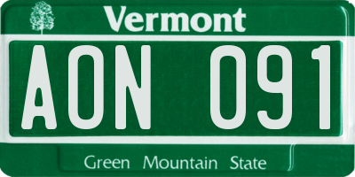 VT license plate AON091
