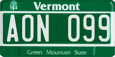 VT license plate AON099