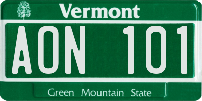 VT license plate AON101