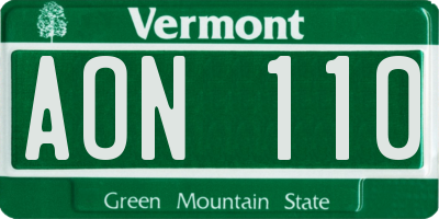 VT license plate AON110