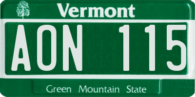 VT license plate AON115