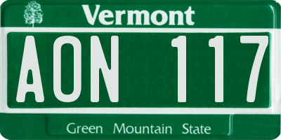 VT license plate AON117