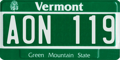 VT license plate AON119