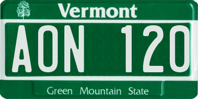 VT license plate AON120